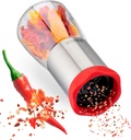 ZOLMER® Chili Pepper Grinder Stainless steel & glass | Hot pepper grinder cutting unit for coarse spices & chili with aroma protection lid