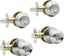 Entry Door Knob and Single Cylinder Deadbolt Combo,Keyed Alike Combination Sets Door Locksets, Satin Nickel Front Door Knobs and Deadbolt Set (2 Pack)