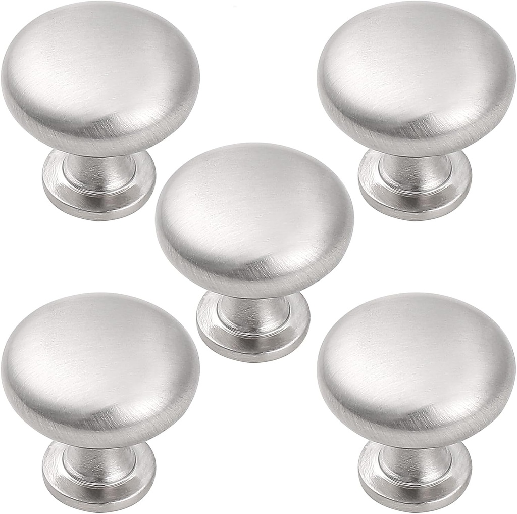 Probrico 5 Pack Cabinet Knobs Hardware,Furniture Round Knobs in Brushed Nickel Finish,1-3/16 inch(29.5mm) Diameter Kitchen Pull Knobs