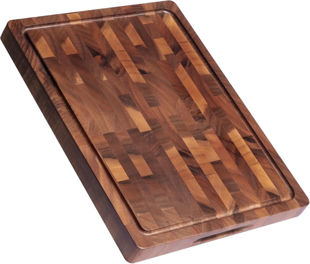Walnut Wood Cutting Boards for Kitchen, Large Chopping Board Double Sided, End Grain Cutting Board with Handle, Charcuterie Butcher Block for Meal Prep & Serving with Gift Box, 17"×13"×1"