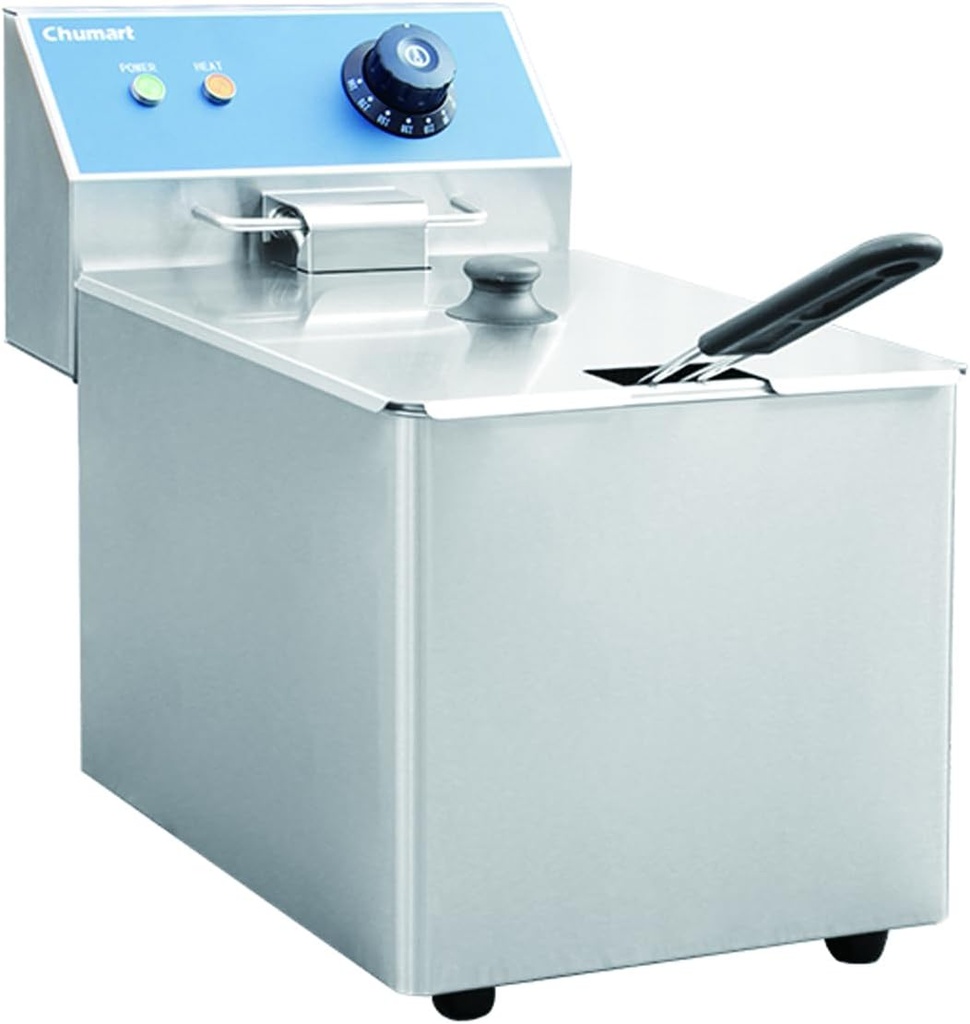 Electric Deep Fryer 8L/8.4QT 1650W Commercial Countertop Fryer with Basket & Lid Stainless Steel Single Tank Oil Fryers with Temperature Control for Home Kitchen and Restaurant Snack Stand