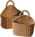 Healifty 2pcs Woven Wall Hanging Basket for Kitchen Storage Cutlery and Vegetable Plastic Design for Easy Suspension and Rustic Decor Ginger Garlic and More