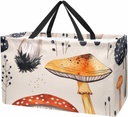 Reusable Grocery Bag Cute Mushrooms Large Stand Up Tote Shopping Bag with Reinforced Handles
