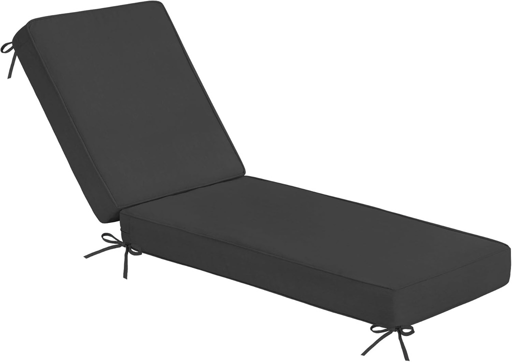 Sundale Outdoor Olefin Chaise Lounge Cushion, Water-Resistant Patio Lounge Chair Cushion, Thick Lounger Pad with 4 Straps Dark Gray, 72 x 21 x 4 Inches
