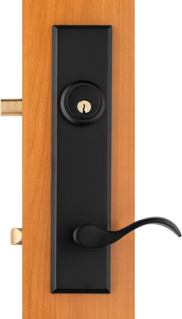 Rockwell Security Verano Modern Chelsea Lever Entry Door and Lock Replacement Handle Set Brass Antique Black Finish for Residential Use