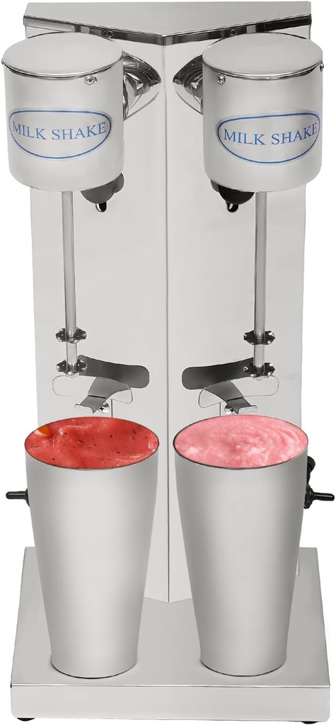Commercial Double Head Drink Mixer, Stainless Steel Milk Shake Mixer Machine, Smoothie Blender 360W for Milk Ice Cream and Ice Cube for Home or General Physique Commercial