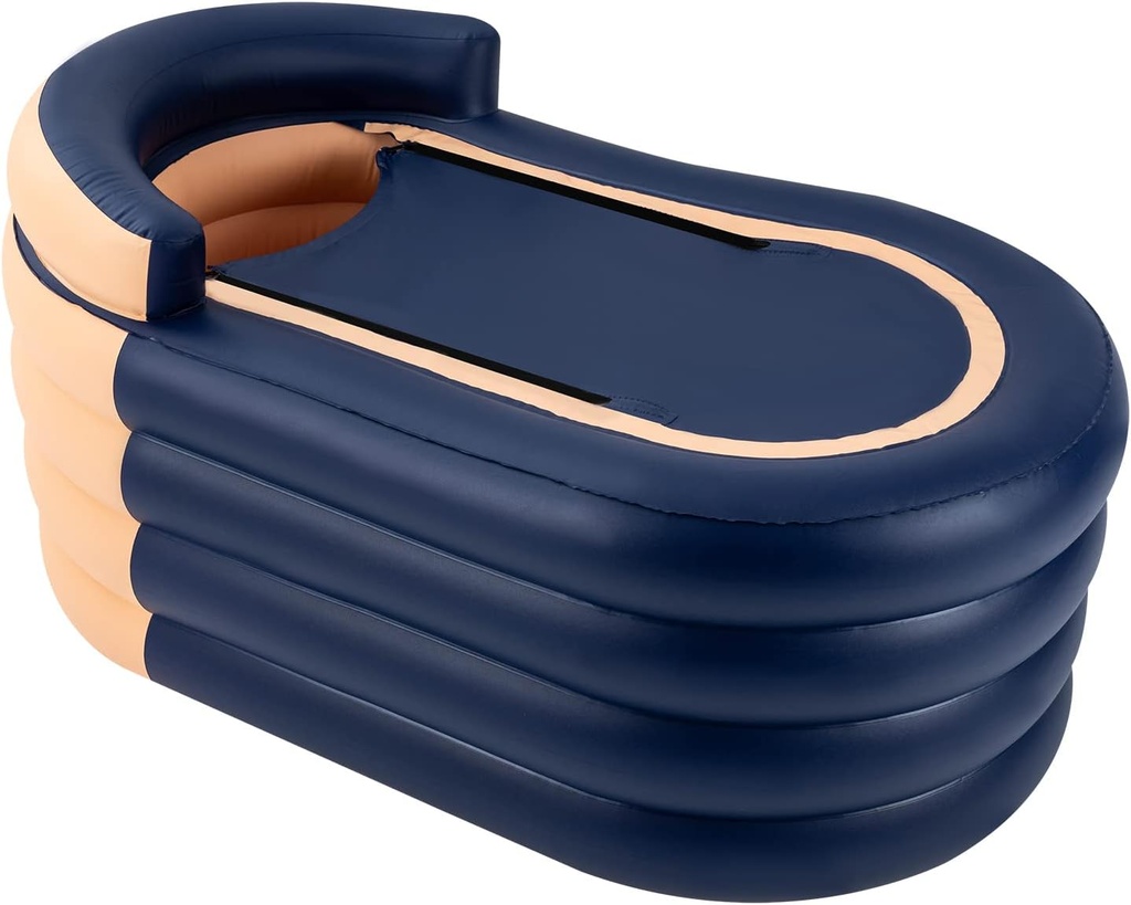 55 Inch Inflatable Bathtub with Electric Air Pump, Rectangular Blow up Bathtub with Shower Cover for Adults, Portable Freestanding Soaking Foldable Bath Tub for Indoor, Outdoor