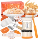 Sourdough Starter Kit,34oz Sourdough Starter Jar,2 X Cotton Rope Banneton Bread Proofing Basket with Bread Lame, Scraper,Sling, Dough Whisk,Perfect Gifts for Bakers Sourdough Bread Baking Supplies