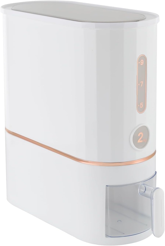 DYNAMI 22Lbs Rice Dispenser, Large Ultra-narrow (7.4in) Cereal Grain Storage Container with Measuring Cup,Food Dispenser Kitchen Organization for Rice, Beans, Small Dry Food