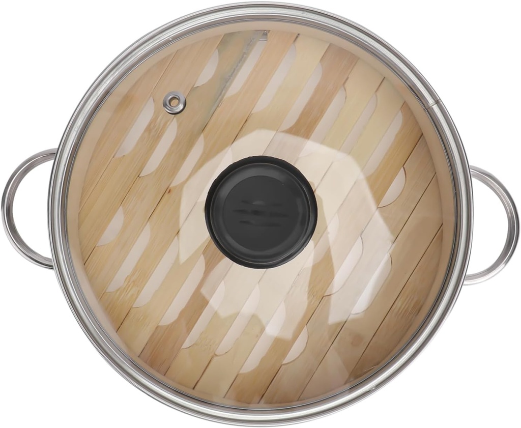 Bamboo Steamer Basket Lid Non-stick Stainless Steel Food Steamer for Rice Eggs Vegetables