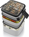 Bento Box Adult Lunch Box Lunchable Food Container with Utensil Library Bookshelf Lunchbox Leak-Proof Lunch Containers Double Layer Bento Box for Dining Out Work Picnics Travel