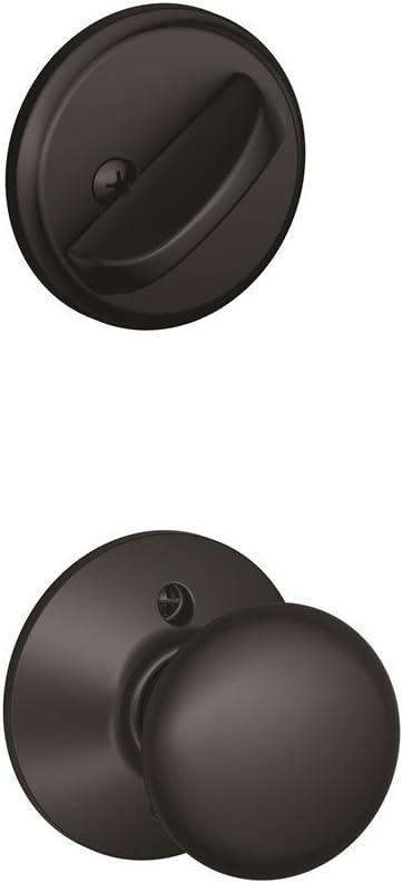 Schlage F59 PLY 622 Plymouth Interior Knob with Deadbolt, Matte Black (Interior Half Only)