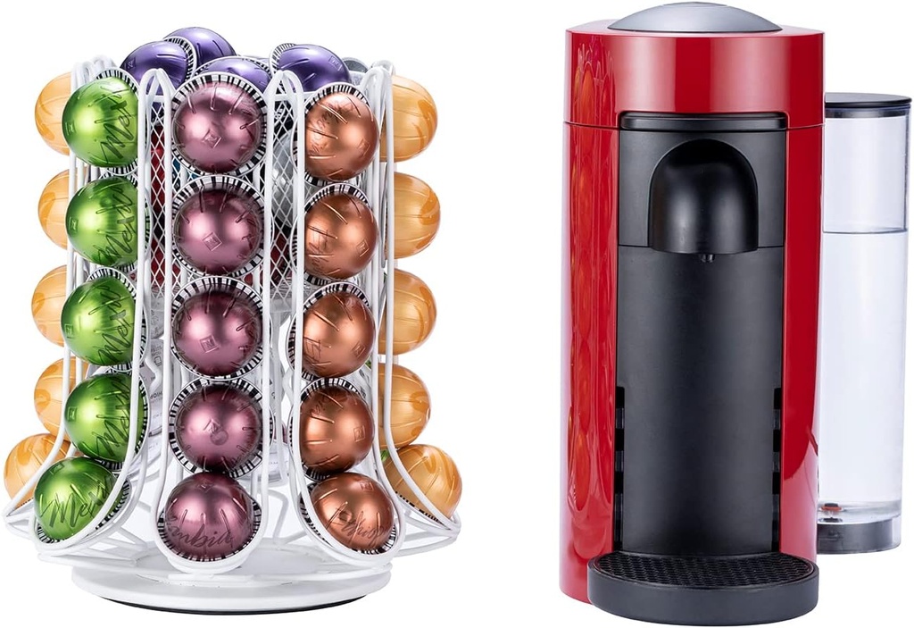 Flagship Coffee Pod Holder for Nespresso Pod Organizer Vertuo Pod Storage with Elegant White 360° Silent Rolling(40+ Pods Capacity)