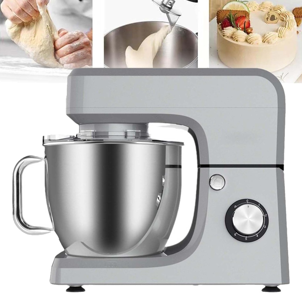 Food Mixers for Baking, Stand Mixer Cake Mixer Electric Kitchen Food Mixer with 6 Speeds Adjustable, Bakery Pizzeria (Silver)