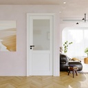 32" x 80" Half Door Slab, Frosted Glass French Door Interior, Soild Core& Pre-Finished Single Panel for Pantry Bedroom Closet as Pocket, Bifold, Barn Doors, No Assembly Required-Shaker w/o Hardware