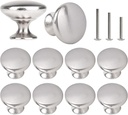 10x Cabinet Hardware Satin Brushed Nickel Door Knobs Round Mushroom Wardrobe Drawer Pull Handles 30mm/1.18" for Kitchen Cupboard Furniture Chest Door Dresser Bathroom