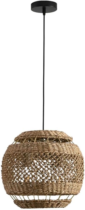 35 CM Bohemian Rattan Chandelier Rustic Rope Weaving Pendant Lamp for Living Room Restaurant Hotel Home Decor LED Woven Light Fixture Farmhouse Hanging Light E27