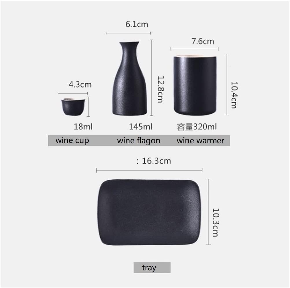 Traditional Sake Cup,Ceramic Wine Glasses,Household Antique Hot Pot Ceramic Wine Warmer Japanese-Style Sake Spirits Liquor Cup Small Wine Cup Coarse Pottery Wine Set (White)