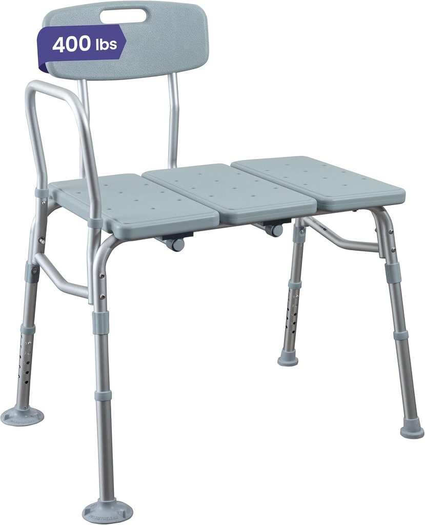 Transfer Bench Shower Chair for Bathtub, Case of 2 - Adjustable and Lightweight Aluminum Frame with Seat Drainage Holes - Shower Benches for Seniors with 400 lb Weight Capacity