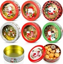 Tioncy 6 Pcs Christmas Cookie Tins with Lid Large Cookie Jars Metal Empty Tins Santa Snowman Tinplate Xmas Gift Box with Window for Christmas Holiday Party Treats Storage Container Gift Giving