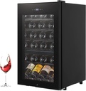 Wine Cooler Refrigerator,24 Bottles Beverage Refrigerator with 40-65℉digital Temperature Control Refrigerator Glass Door,Freestanding Wine Cellar Refrigerator for Red, White, Champagne Wine