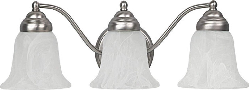 Capital Lighting 1363MN-117 Brady Faux White Alabaster Glass Bath Vanity Wall Mount, 3-Light 300 Total Watts, 7" H x 19" W, Matte Nickel