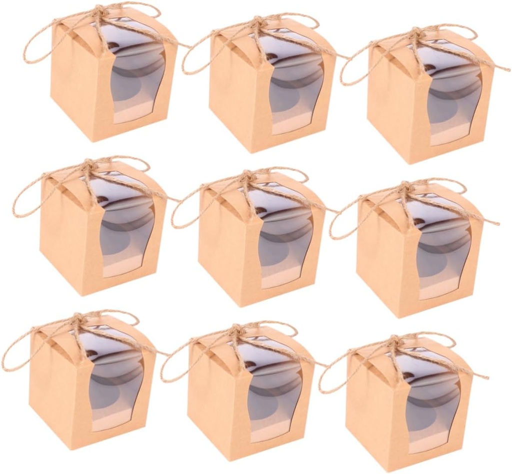 10pcs Cupcake Packing Boxes Window Sturdy Food-grade Kraft for Birthdays Weddings Parties and Treats