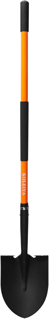 Heavy Duty Digging Shovel 57 Inch Fiberglass Handle with Serrated Steel Blade Ergonomic Grip for Gardening Landscaping Construction
