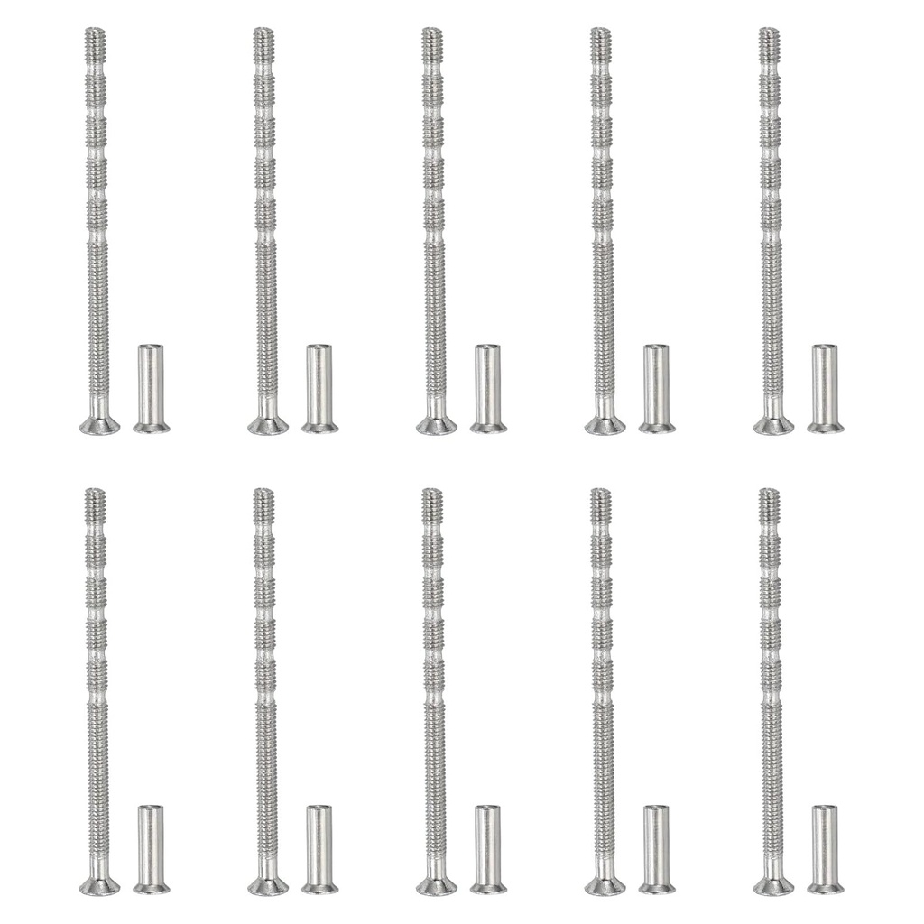 PATIKIL Cabinet Handle Screws M4x70, 10 Set Break Away Screws Drawer Pull Screw Phillips Drive Flat Countersunk Head Bolts with Sleeve for Door Handle Lever
