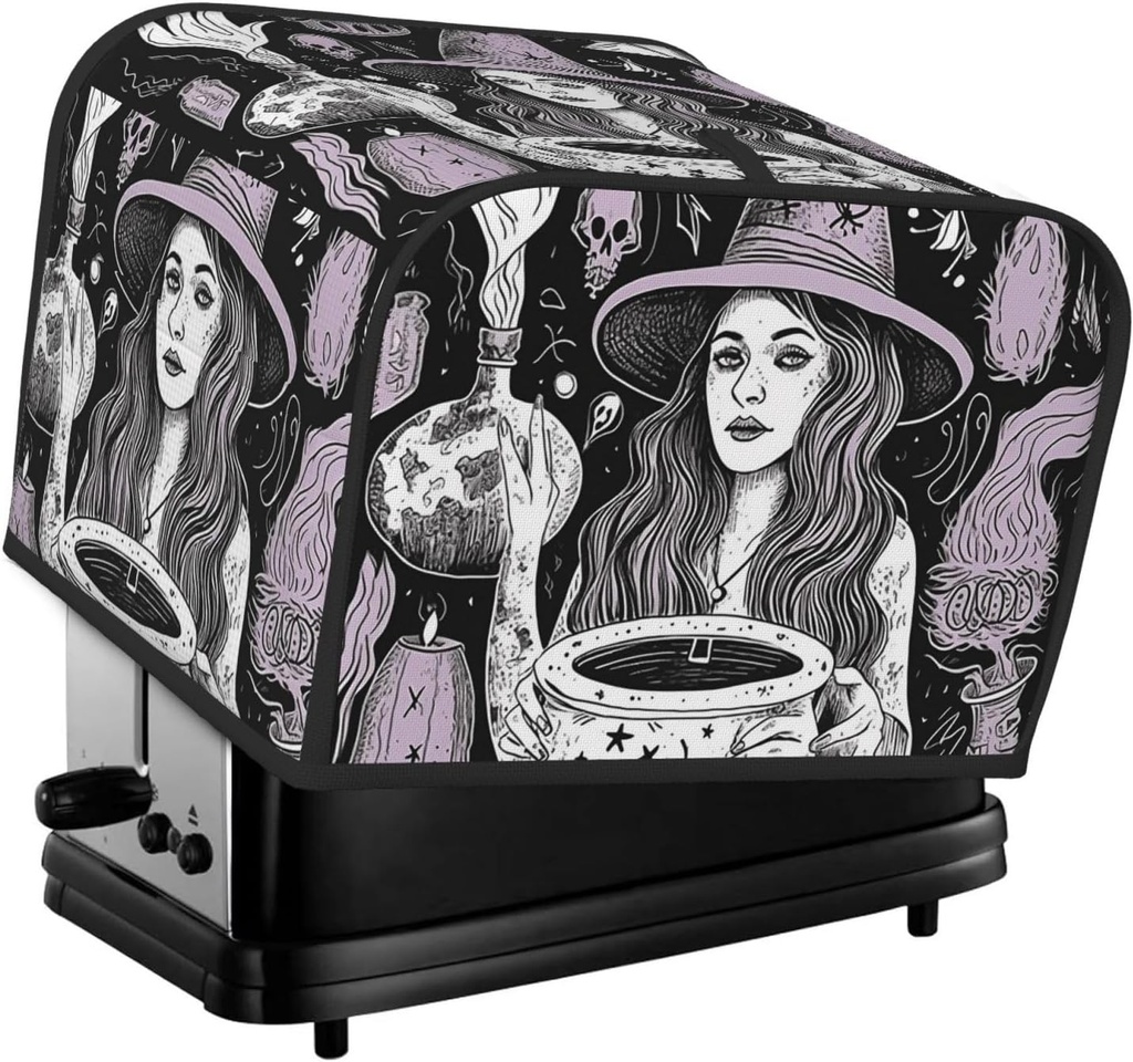 4 Slice Toaster Cover with Pocket Universal Size Toasters Dusts Covers Magic Witch Witchcraft Bohemian Bread Machine Cover & Protection Bread Machine Protector Small Kitchen Appliance Covers