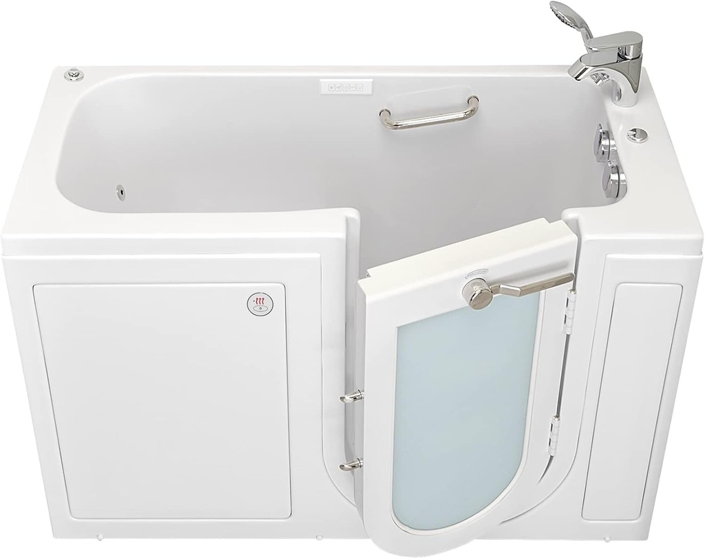 Ella Lounger 27"x60" Acrylic Hydro Massage Walk-In Bathtub with Right Outward Swing Door, Heated Seat, 2 Piece Fast Fill Faucet, 2" Dual Drain