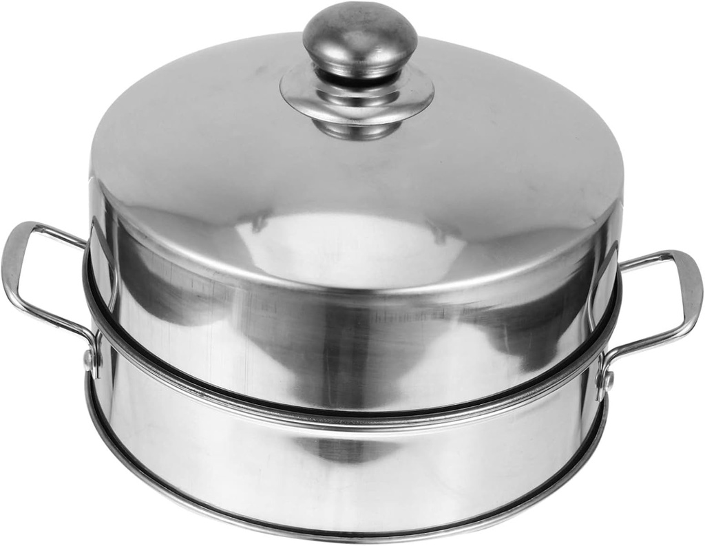 Cabilock 1set Stainless Steel Steamer Basket Multi-functional Food Steamer for Healthy Cooking for Rice Eggs Seafood More Rustproof Easy to Clean