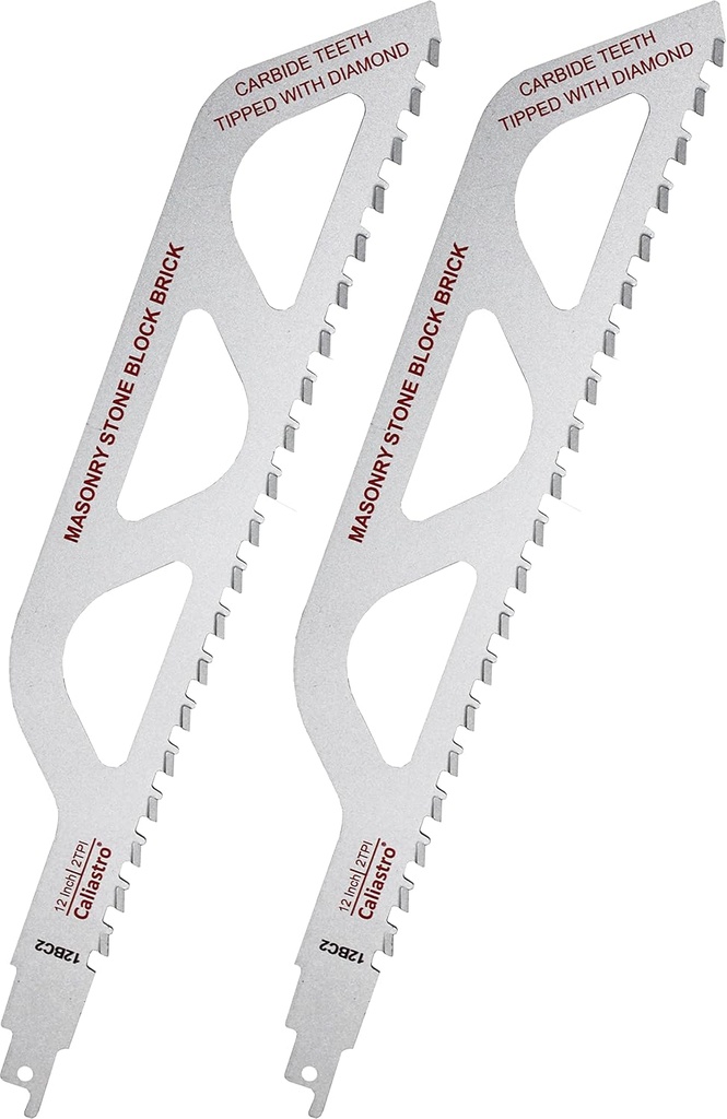 12-Inch Brick, Masonry, Porous Concrete, Engineered Stone Cutting Reciprocating Saw Blade - 2 Pack