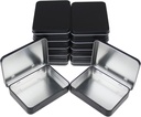 12 Pieces Rectangular Metal Empty Hinged Tins Containers Basic Necessities Home Storage Organizer Mini Box Set, 4.5 x 3.3 x 0.87 inches (Black)