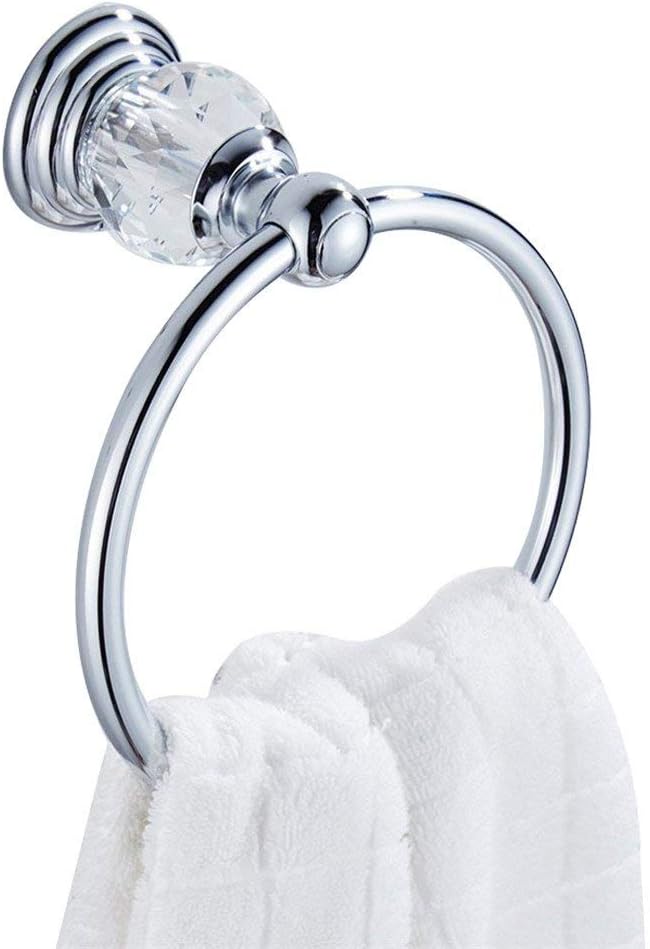 BATHSIR Crystal Towel Ring, Bathroom Hand Towel Holder Chrome Towel Rack Accessories Wall Mounted, Polished