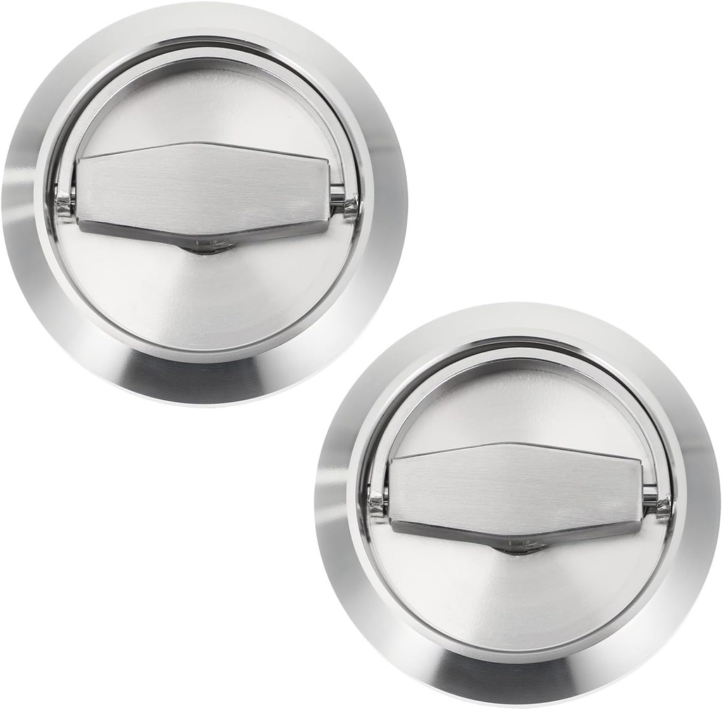 jojofuny 2Pcs 304 Stainless Steel Pull Ring Door Locks Concealed Invisible Handles for Sliding Doors Cabinets Wardrobes and Closets with 360 Rotatable Design