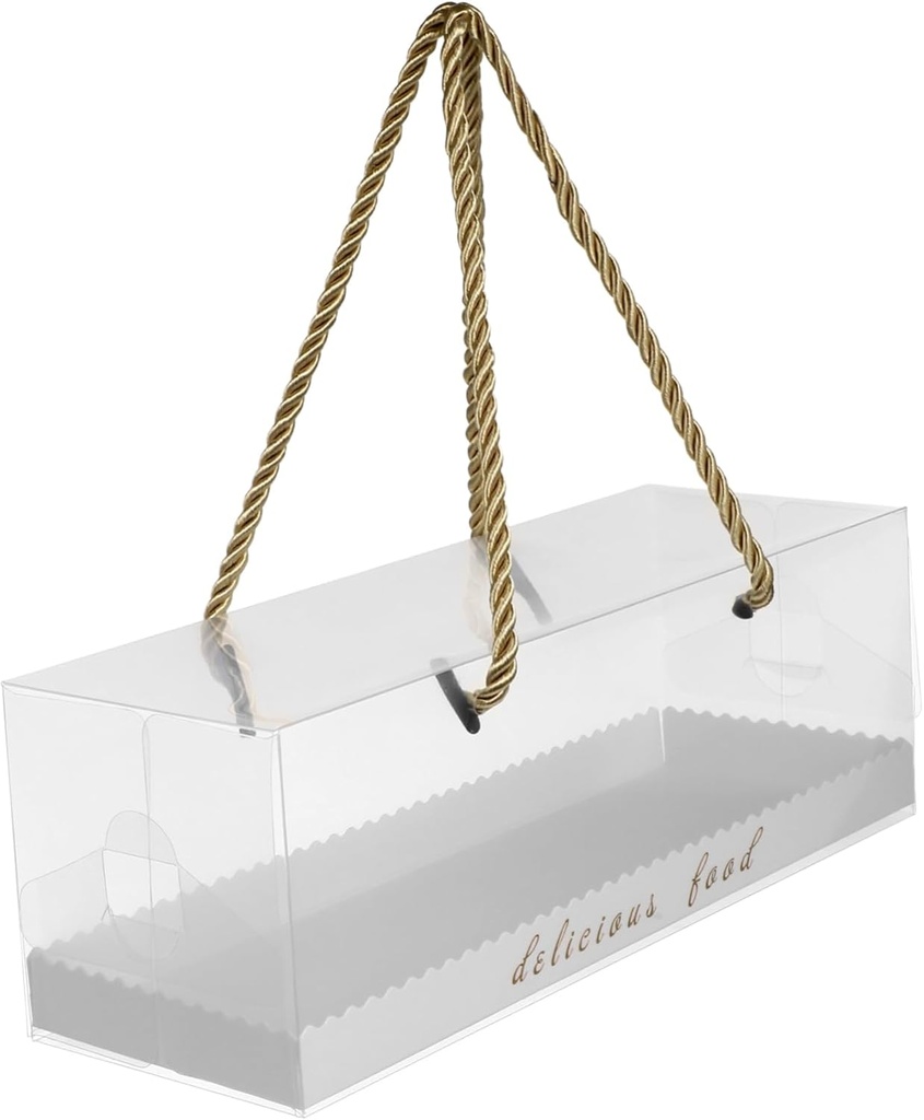 10pcs Transparent Oblong Cake Boxes Food Grade Bakery Containers for Desserts Easy Assembly for Parties and Home Baking