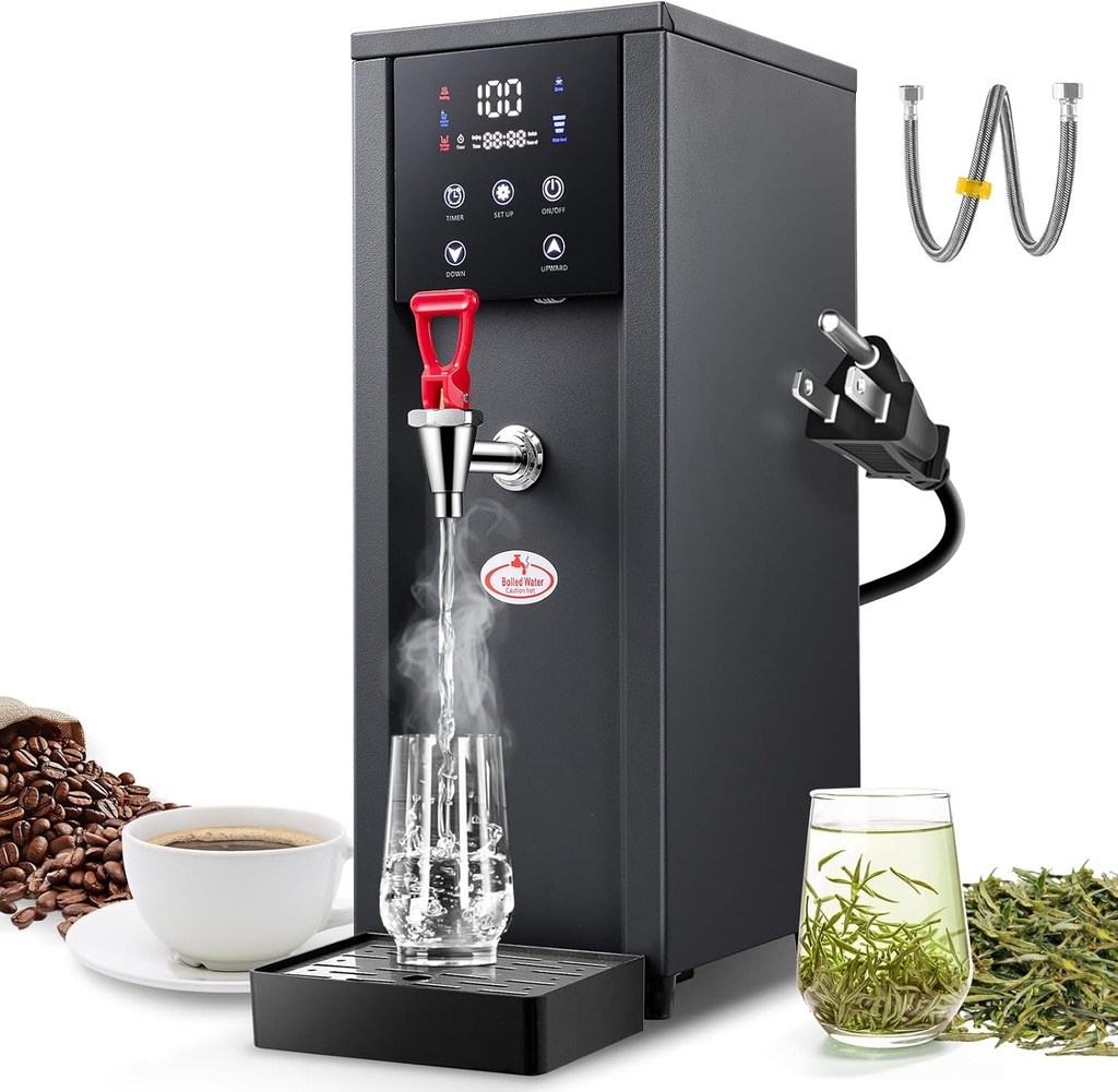 Commercial Hot Water Dispenser, 2000W Electric Water Boiler and Warmer Machine, 50L(13Gal)/H Step-Heating Countertop Water Dispenser with 32°F-212°F Temperature Control & 1-24H Timer