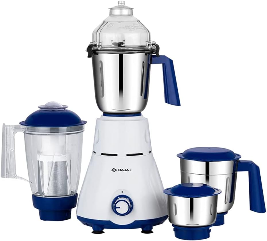 Rex 750W Mixer Grinder with Nutri Pro Feature, 4 Jars, White-Bajaj