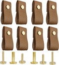 8PCS Coffee Leather Drawer Pulls, Modren Leather Pulls Handles, Soft Leather Cabinet Pulls knobs, Leather Furniture Pulls or Cabinet, Doors, Drawers, Closet