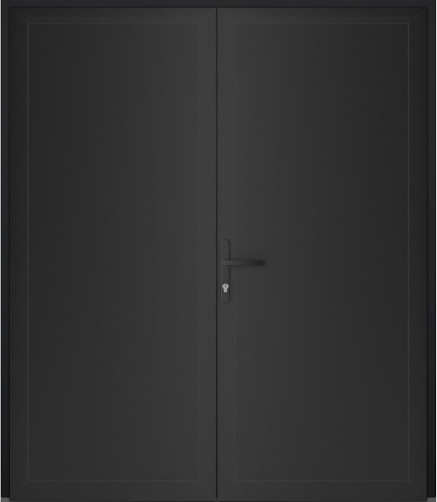 VDOMDOORS Front Exterior Prehung Metal-Plastic Double Doors/MANUX 8111 Matte Black/Residential Doors Entrance Patio Garage 72 x 80