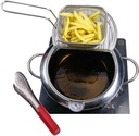 Deep Fryer Set,3.6QT Mini Deep fry Pot with French Fries Basket and Frying Tongs -Stainless Steel Deep Fry Pan with Thermometer