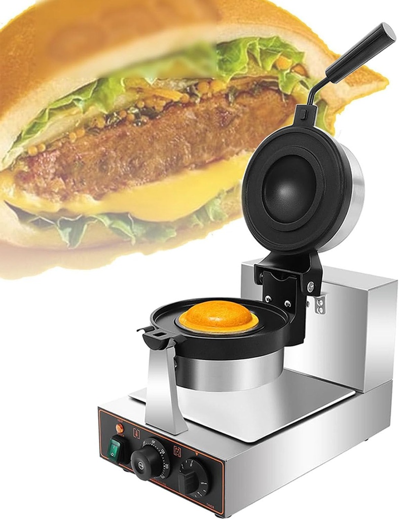 Commercial UFO Burger Maker Machine,Burger Waffle Cone Maker,Hamburger Waffle Maker Sandwich Press,for Home Kitchens Breakfast Shops Schools Singlehead
