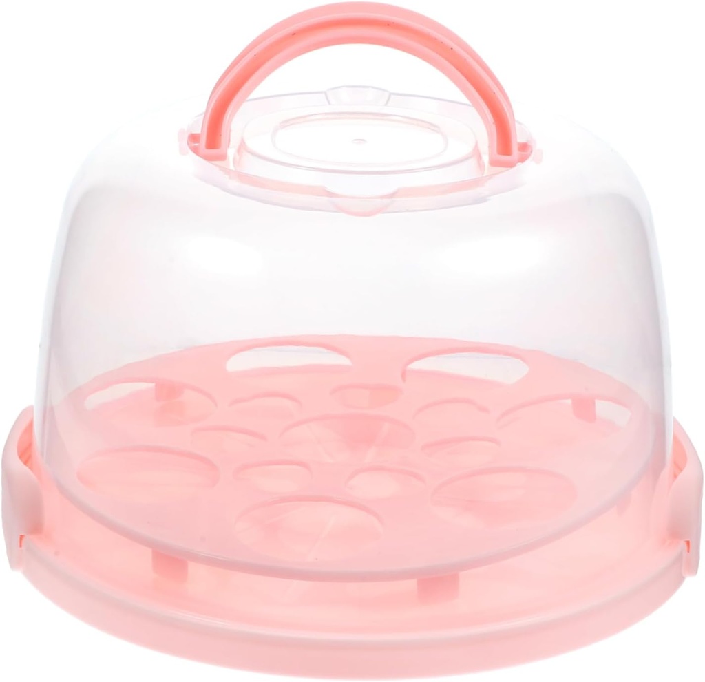 Ciieeo 1Set Portable Cake Carrier with Dome Cover Reusable Dessert Box for Cupcakes Pies and Baked Goods Height with Handles for