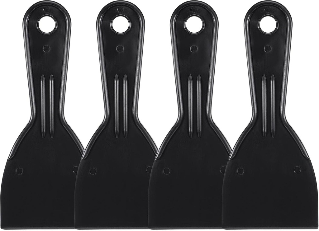 uxcell Putty Scraper 3" ABS Plastic Spatula Drywall Patch Repair Spreader Wall Covering Smoother Black 4Pcs