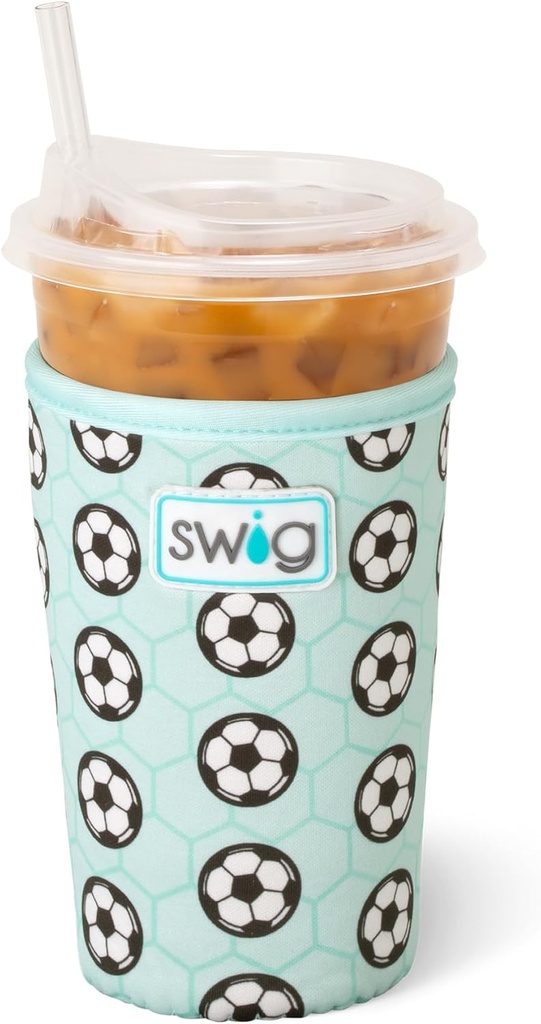 Swig Life Medium Iced Cup Coolie, Standard 22oz Iced Coffee Cup Insulator Sleeve with Handle, Neoprene Insulated Coolie Keeps Drinks Cold (Side Kick)
