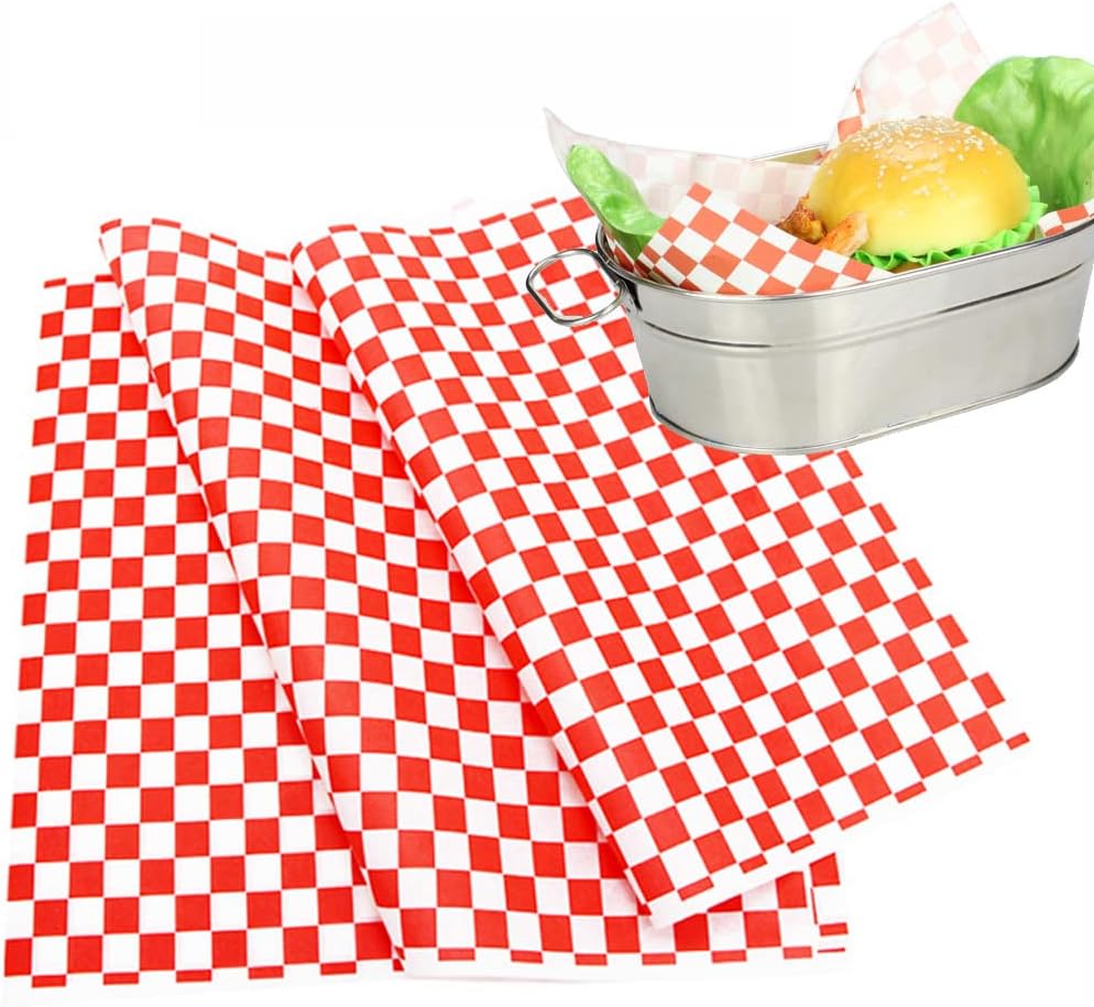100 Pcs Wax Paper Sheets Deli Paper 12 Inch Sandwich Paper Deli Basket Liner Wrap Food Basket Liners Sheets Sandwich Wrapping Greaseproof Paper Sheets Food Paper Sheets for Home Kitchen Picnic