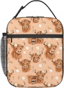 Highland Cow Lunch Box for Women Adults Kids, Insulated Cooler Lunch Bag for School, Picnic, Office, Work, Travel, Portable Reusable Thermal Tote Polyester Lunch Bags (Daisy Cow)