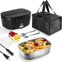 Electric Lunch Box 80W Heated Lunchbox for Adults, 1.5L 12/24/110V Food Warmer Lunch Box for Car/Truck/Office