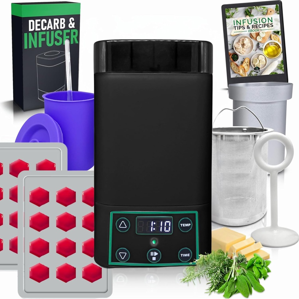 Decarboxylator & Infuser, Butter Maker Machine, Oil Infuser Machine, Gummy Maker, Mess Free, Easy to Use, Includes Recipe EBook & 2 Gummy Trays